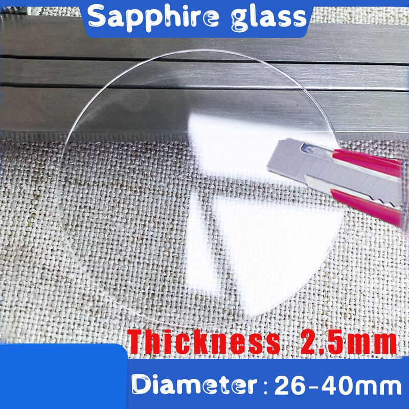 2.5mm Flat Round Sapphire Crystal Watch Glass Mineral Glass Repair Tools 26-40mm