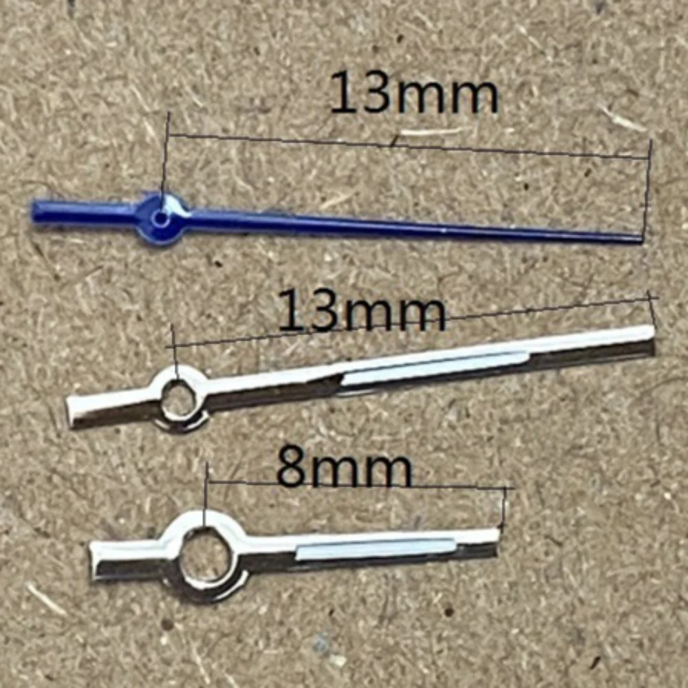 13mm Silver+blue Trim Green Lume Watch Hands for China Made 7120 Movement