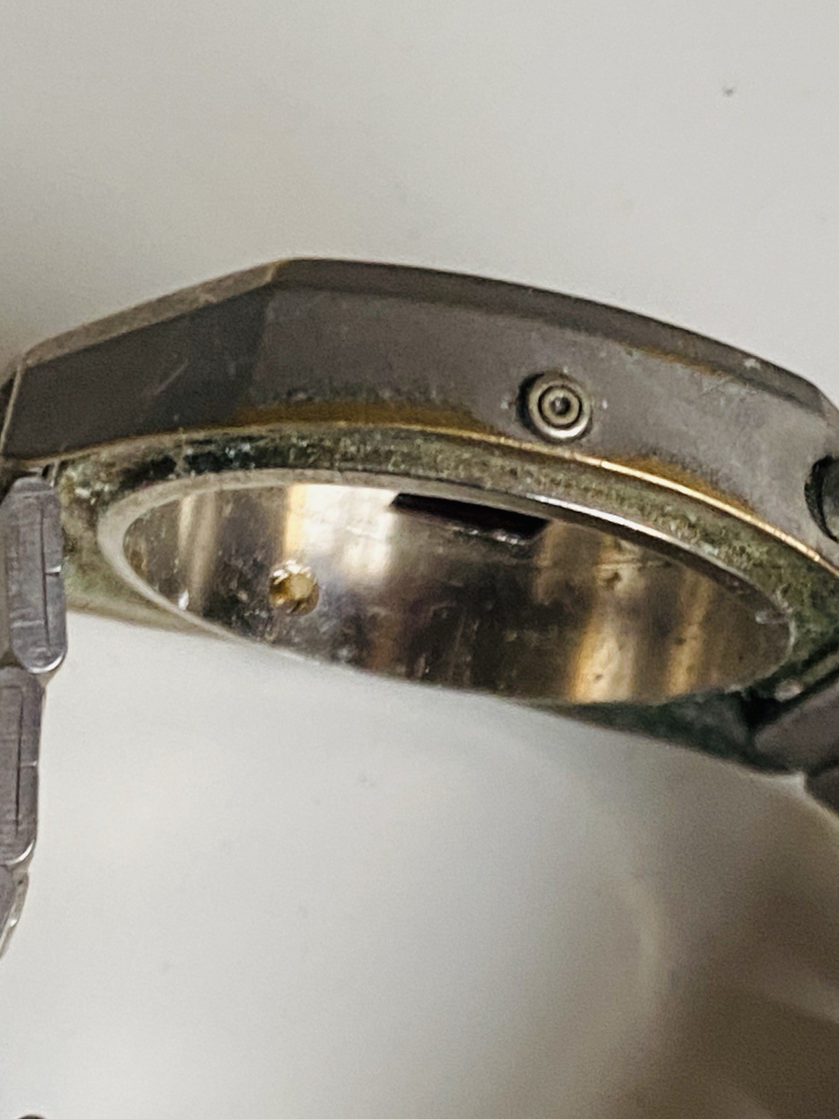 VINTAGE LED WATCH PARTS 1970s Silver Red Glass Frame and Strap Only NO INSIDES