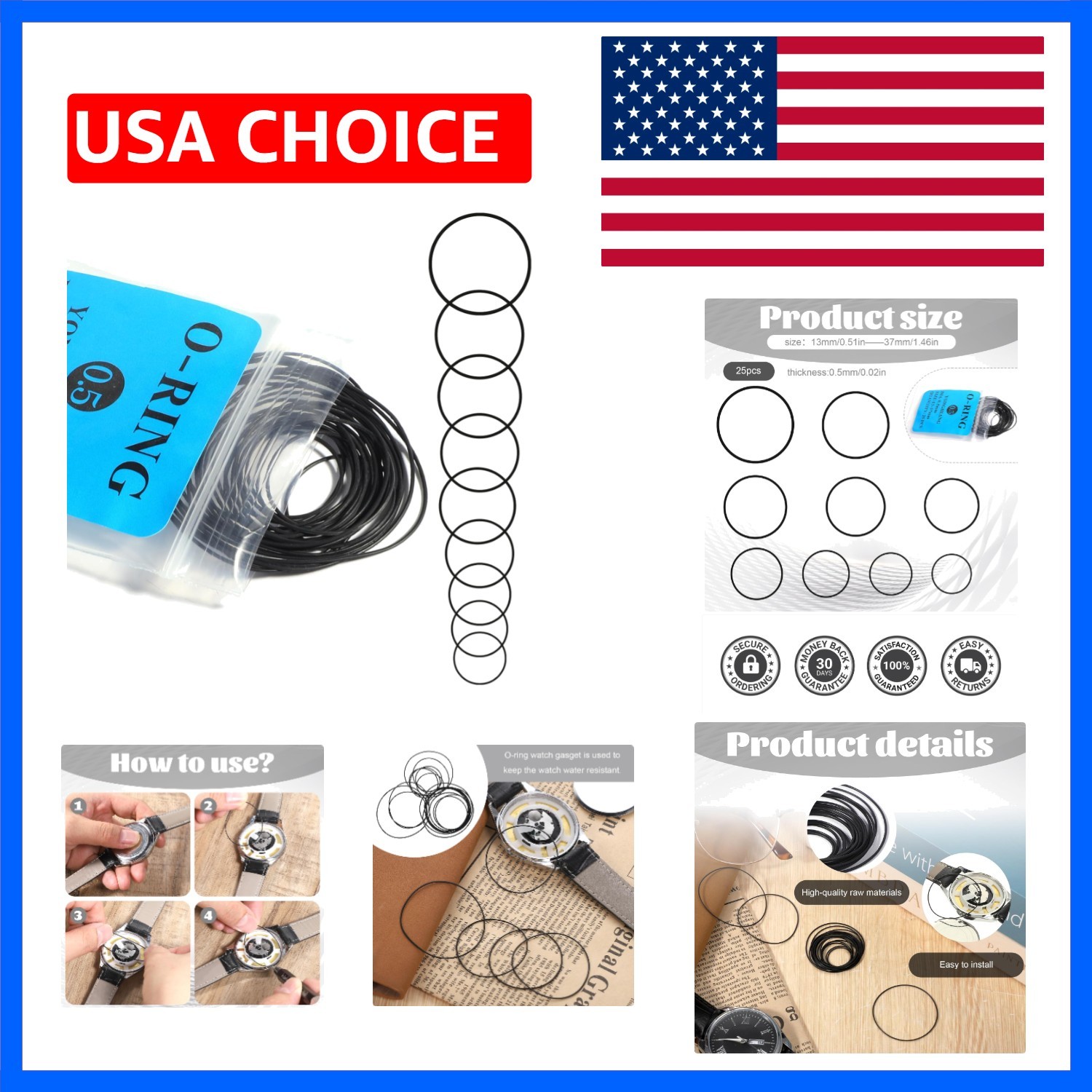 O Ring Watch Gasket, 25 Pcs 0.5mm Waterproof Rubber Watch Seal Washers Replac…