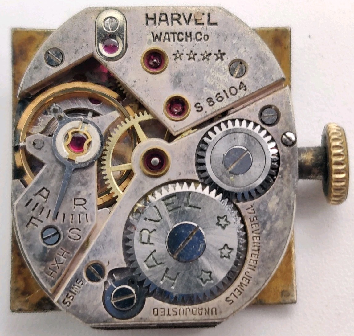 Rare Harvel High Grade Fleurier FEF 86 17 Jewel watch movement Runs For Repair