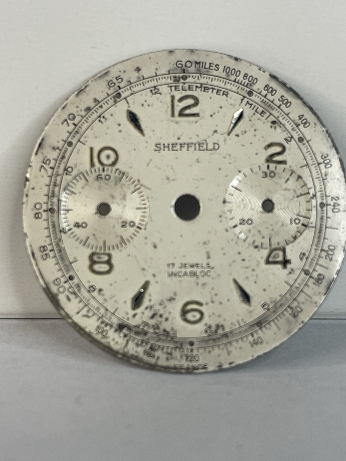 Vintage Sheffield Mechanical Chronograph 17 Jewel Incabloc White Dial 31.6mm