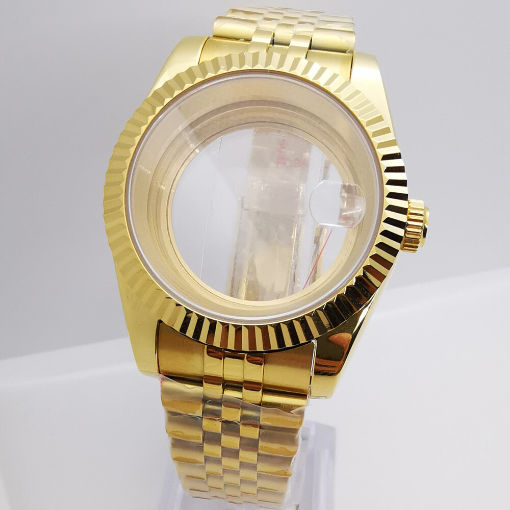 36mm/39mm gold case band sapphire glass fit nh35 nh36 miyota 8215 eta2824 pt5000