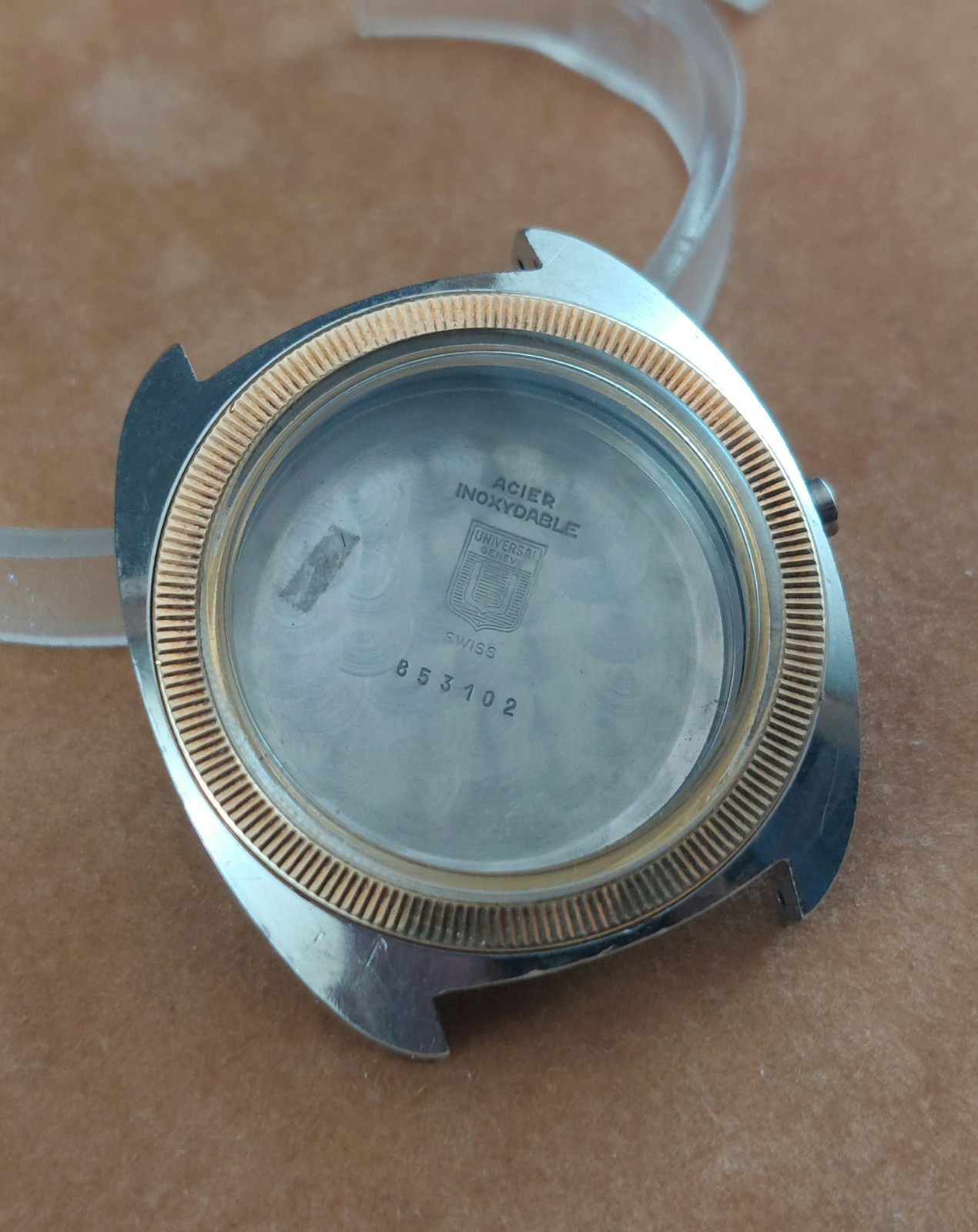 Original UNIVERSAL Geneve Steel/Gold CASE for Unisonic Electronic. Ca 1970’s