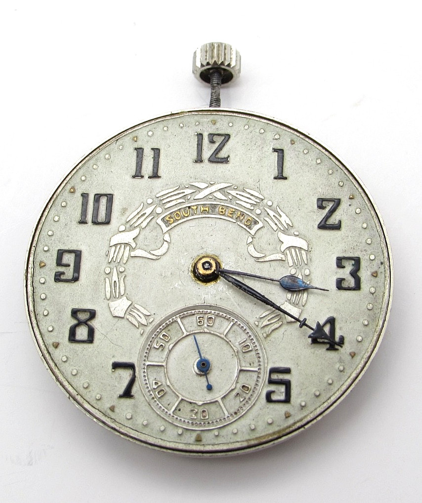 South Bend 429 Pocket Watch Movement 19J 12s Double Roller Dial Hands