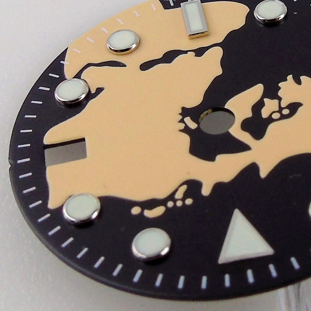 FOR Bliger 29mm Map Pattern Watch Dial Fit NH34 NH35 GMT Auto Movement Date Lume