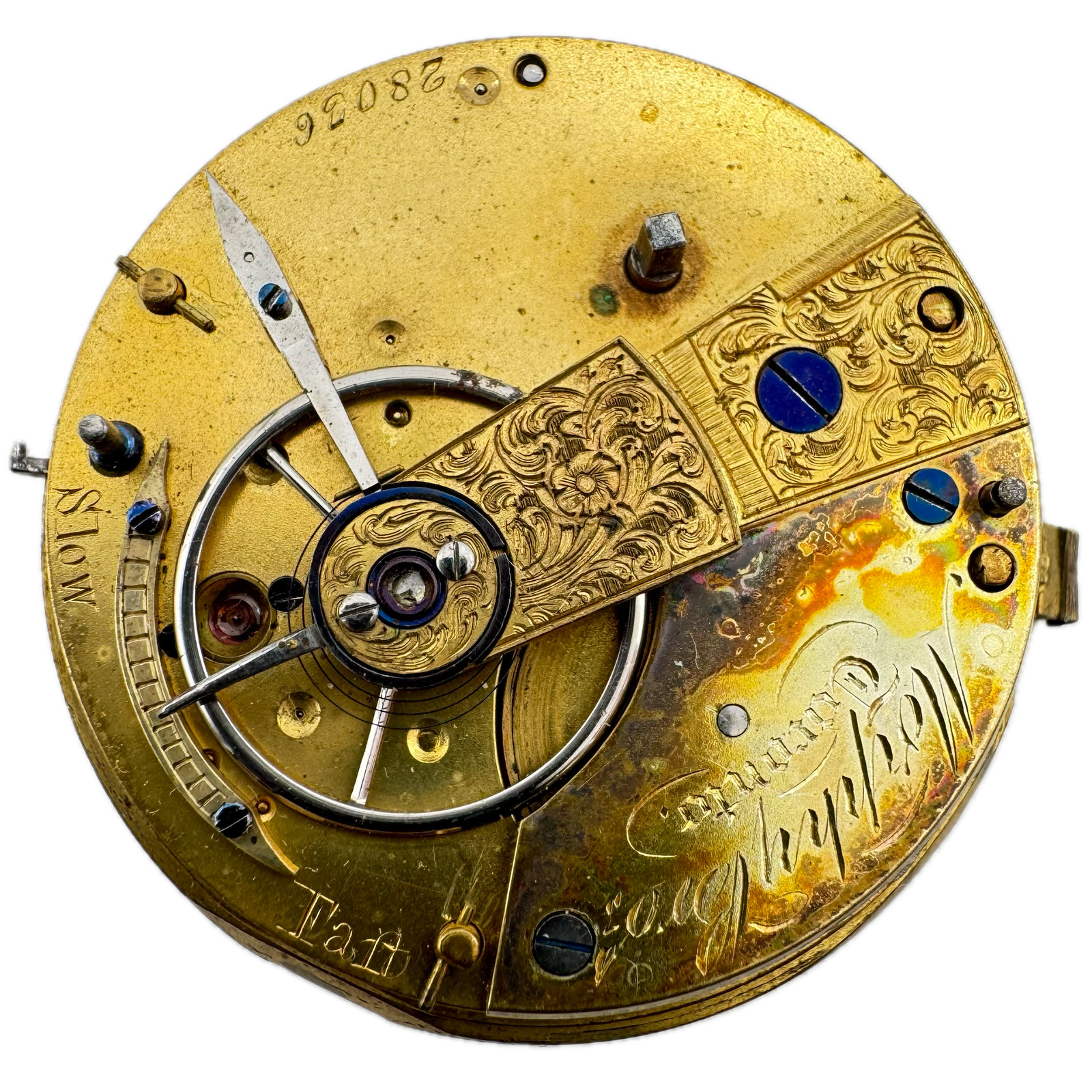 Antique 43mm Murphy Bros Toronto Key Wind Fusee Pocket Watch Movement Canada