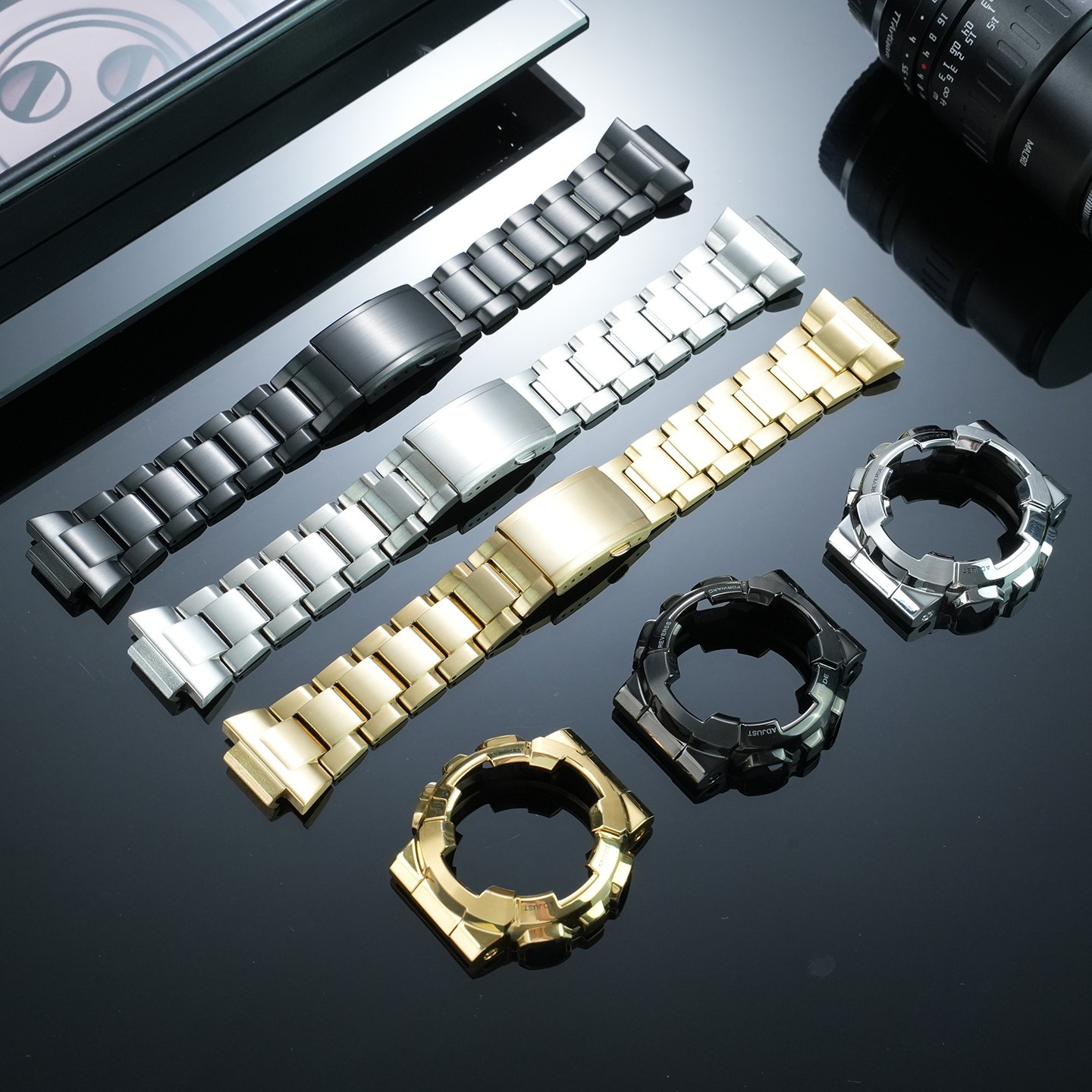 For Casio G-SHOCK GM-110 Watch Mod Kit GM110 Steel Watch Case Metal Strap Man