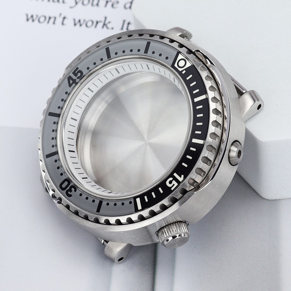 43.3mm Diver Watch Case Sapphire Luminous Bezel tuna Mod For Seiko NH35 Movement