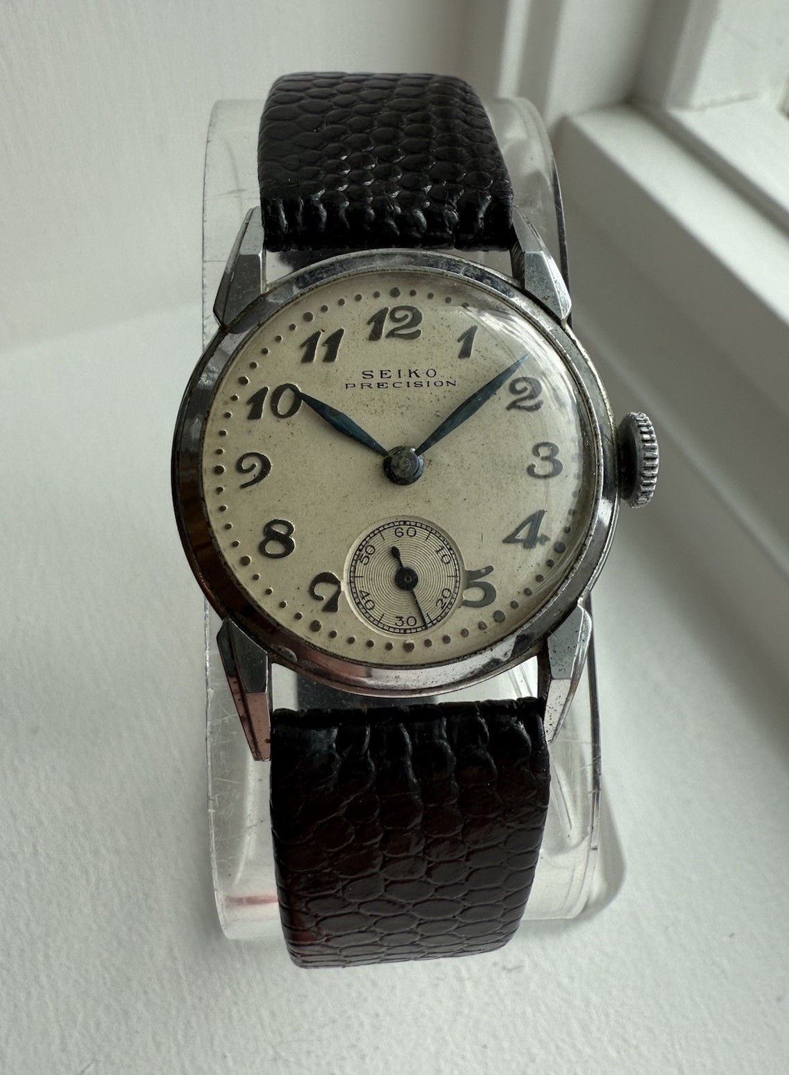 Antique Seiko Precision Seikosha Movement Arabic Numerals Sub Second Wristwatch