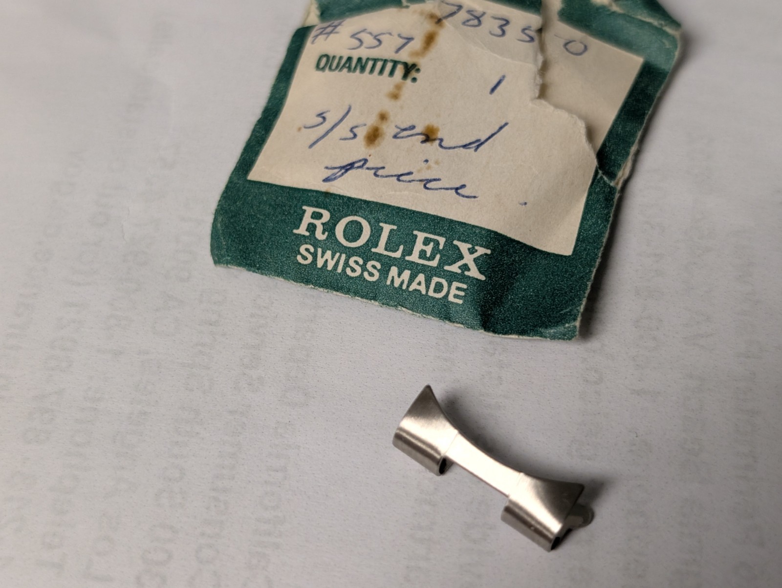 Genuine Rolex END PIECE Steel 557 stamped on it, Model 78350 19mm