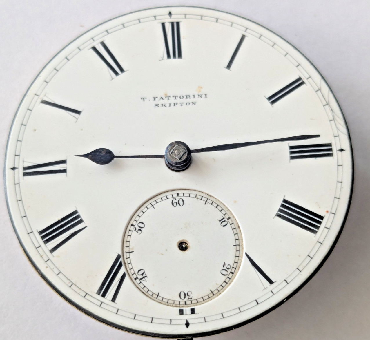 Antique T. Fattorini Skipton Pocket Watch Movement Hands Dial 45.1mm 41