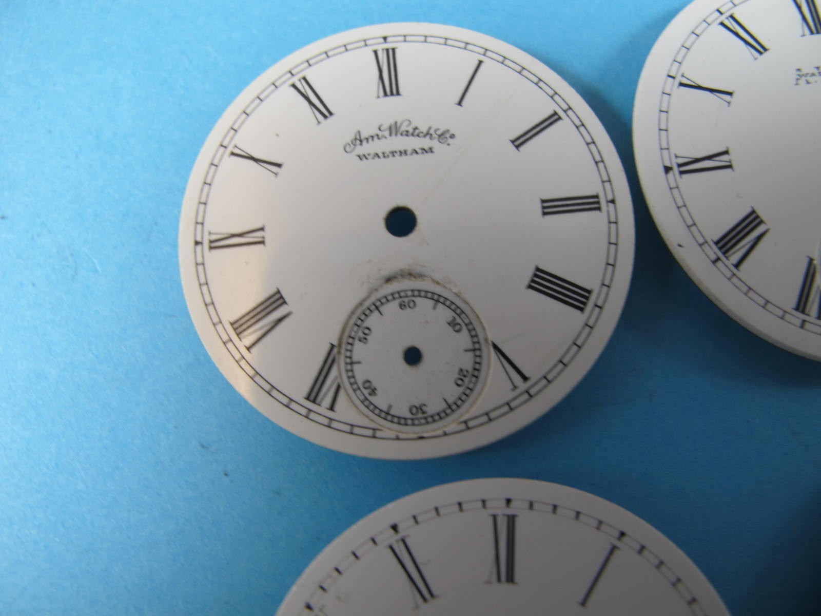WALTHAM WATCH CO AMERICAN SIZE SIX POCKET WATCH DIAL GROUP OF 4