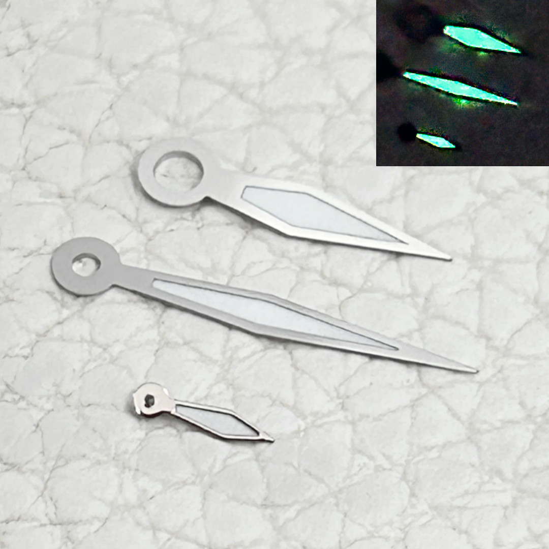Pilot Watch Handset For 6497 6498 ST3600 Movement Replacement Silver Green Lume