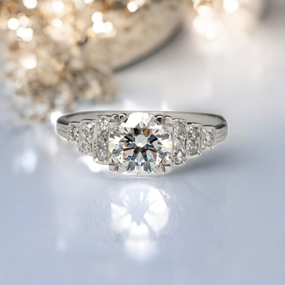 Semi Mount Setting Diamond Ring 950 Platinum Round Cut 0.30 Carat Size 5 6 7