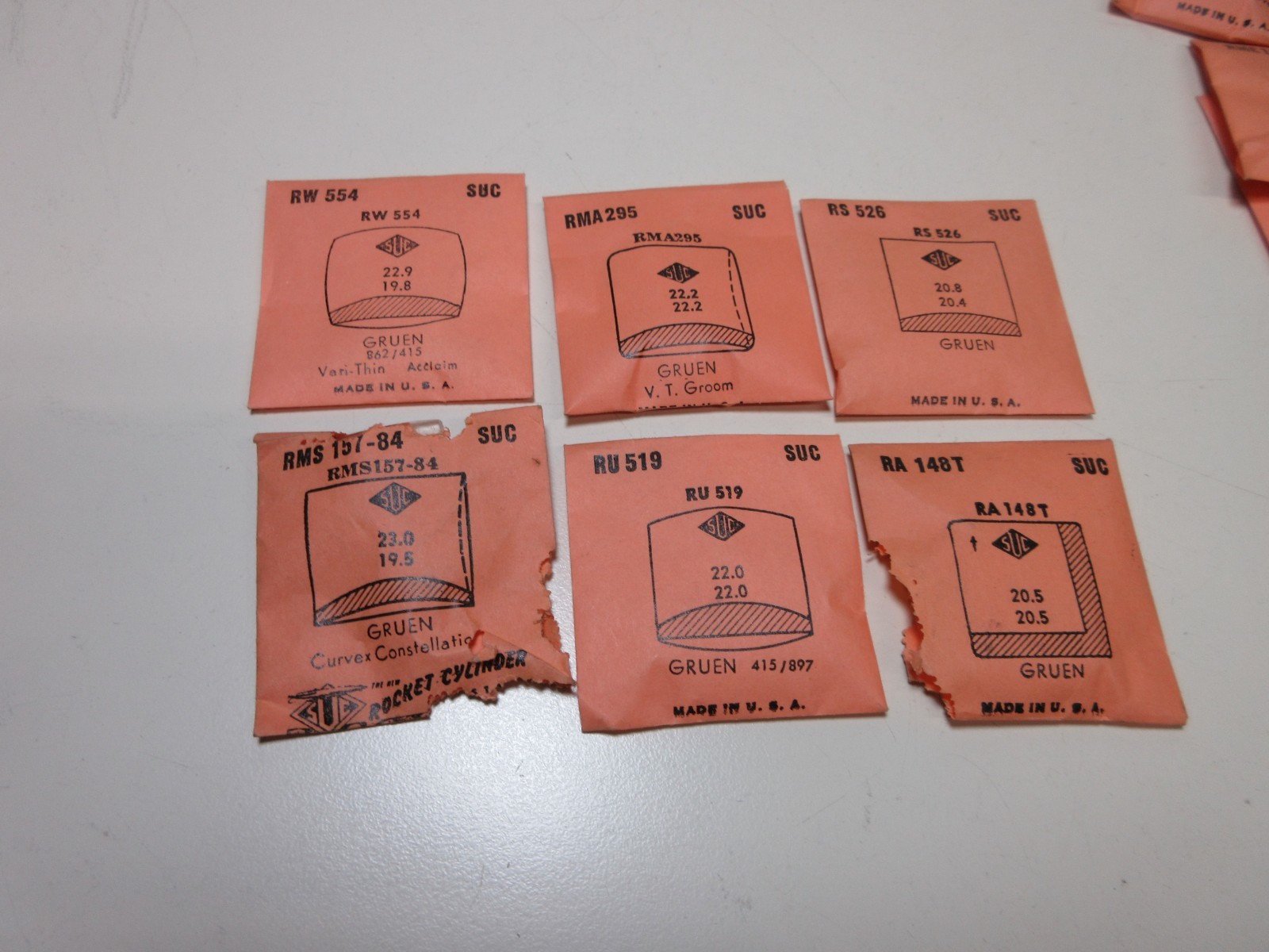 LOT OF SUC FOR GRUEN MENS WATCH CRYSTALS WATCHMAKER REPLACEMENT PARTS #27