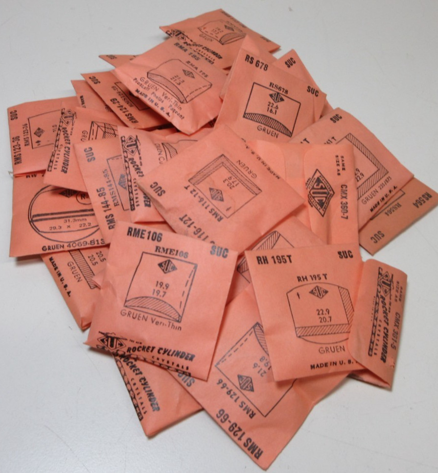 LOT OF SUC FOR GRUEN MENS WATCH CRYSTALS WATCHMAKER REPLACEMENT PARTS #26