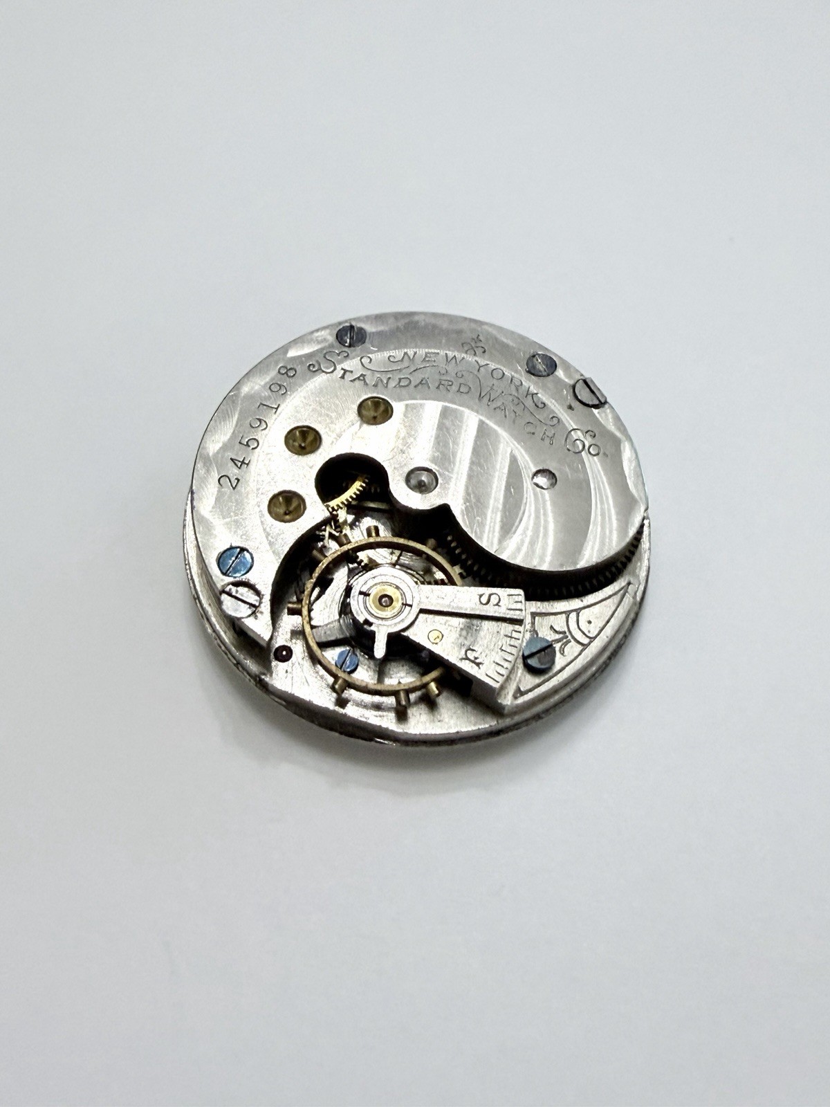 Vintage New York Standard Watch Co Pocket Watch Dial & Movement 34mm PARTS