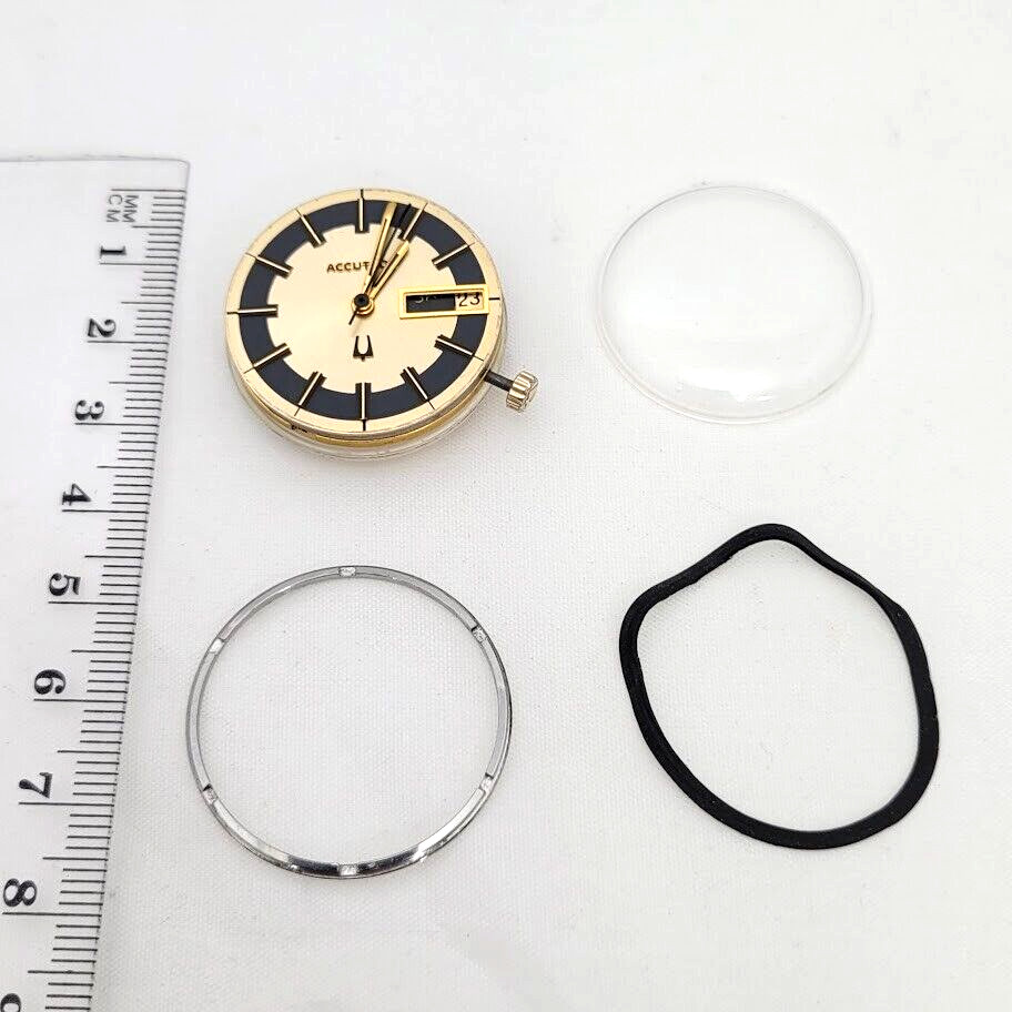🔥🔥 BULOVA ACCUTRON – Movement + Dial + Crystal + Back Gasket & Retaining Ring!