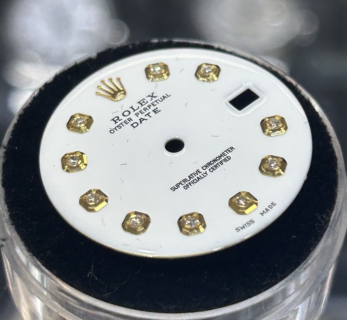 Rolex 34mm Date Watch Custom White Diamond Dial For NonQuick Models 1500 1503