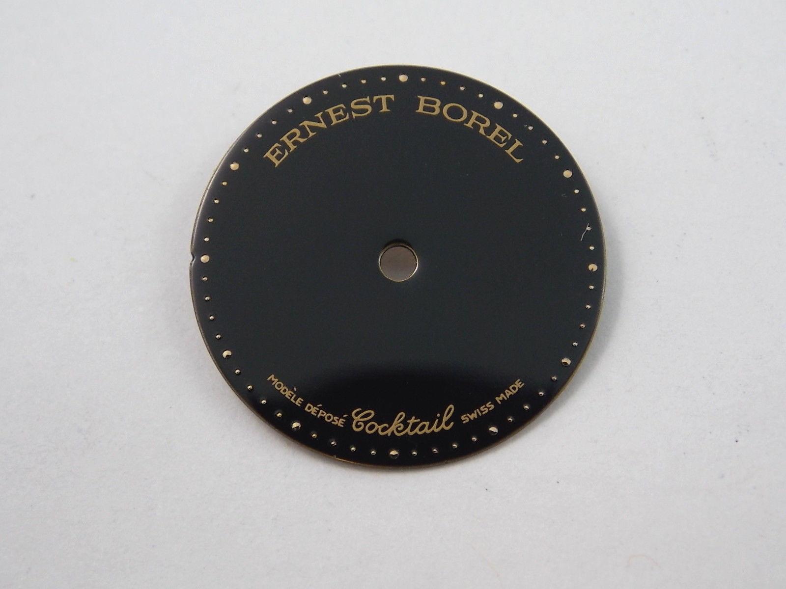 Ernest Borel Black Kaleidoscope Cocktail Watch Dial Mens Vintage 20.07mm NOS