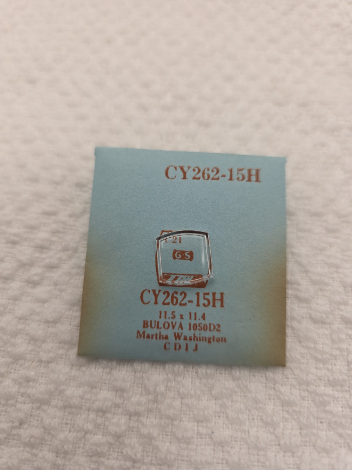 G-S Watch Crystal CY262-15H Bulova 1050D2 Martha Washington C D I J 11.5X11.4