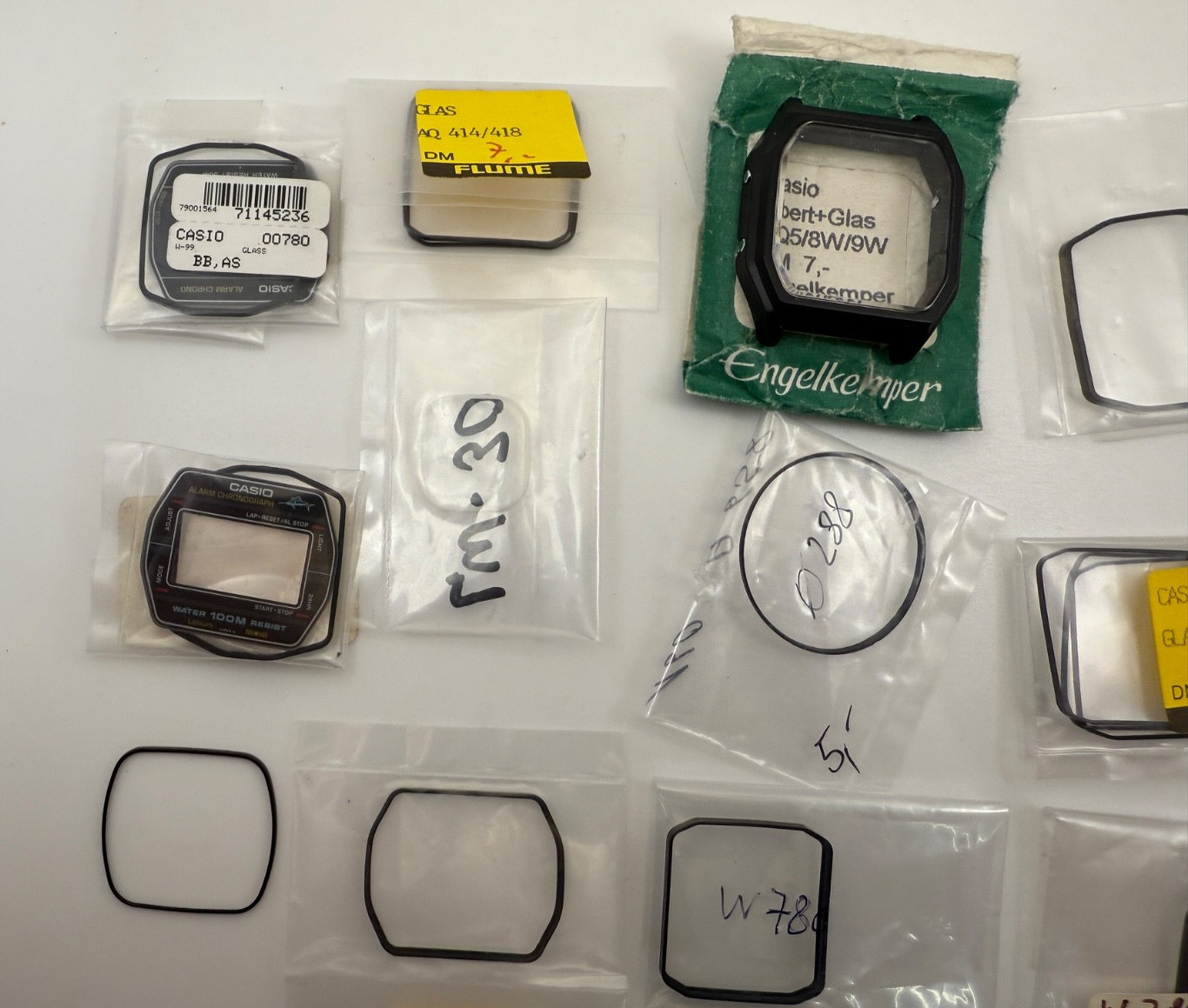 NOS Casio Watch Plexi Glass / Plastic Crystal and Gasket Lot