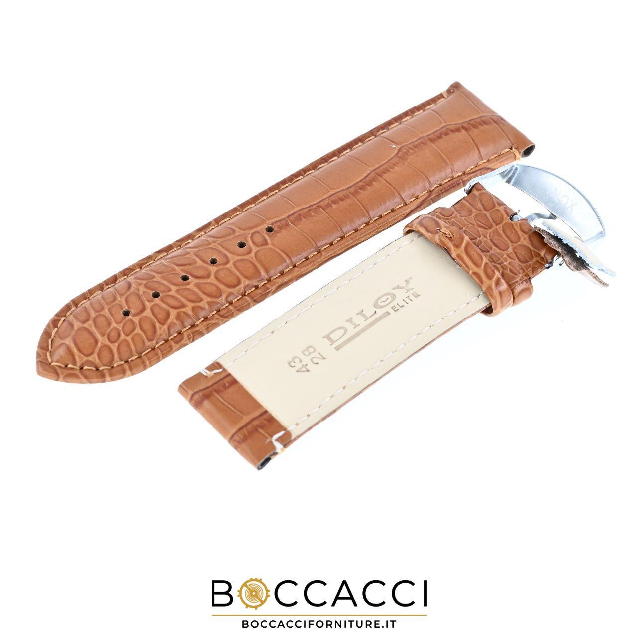 DILOY 16mm Light Brown Crocodile Print Padded Leather Strap (NU…