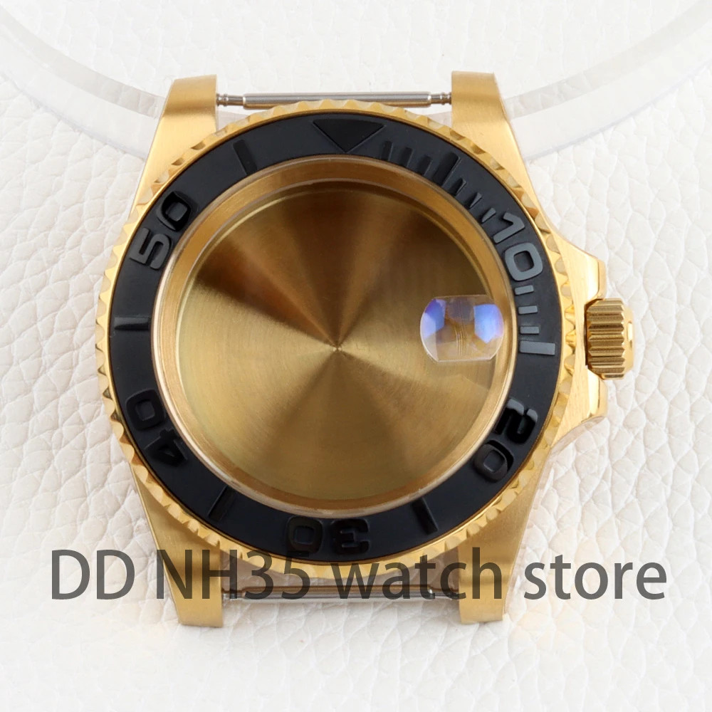 Gold Watch Case 40mm for Submariner Style NH34 NH35 NH36 movement Sapphire Glass