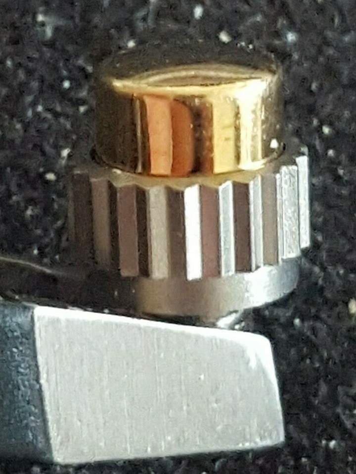 Omega Pusher Part Number 086-0075TI-BA, Titanium-18KT Yellow Gold Cap