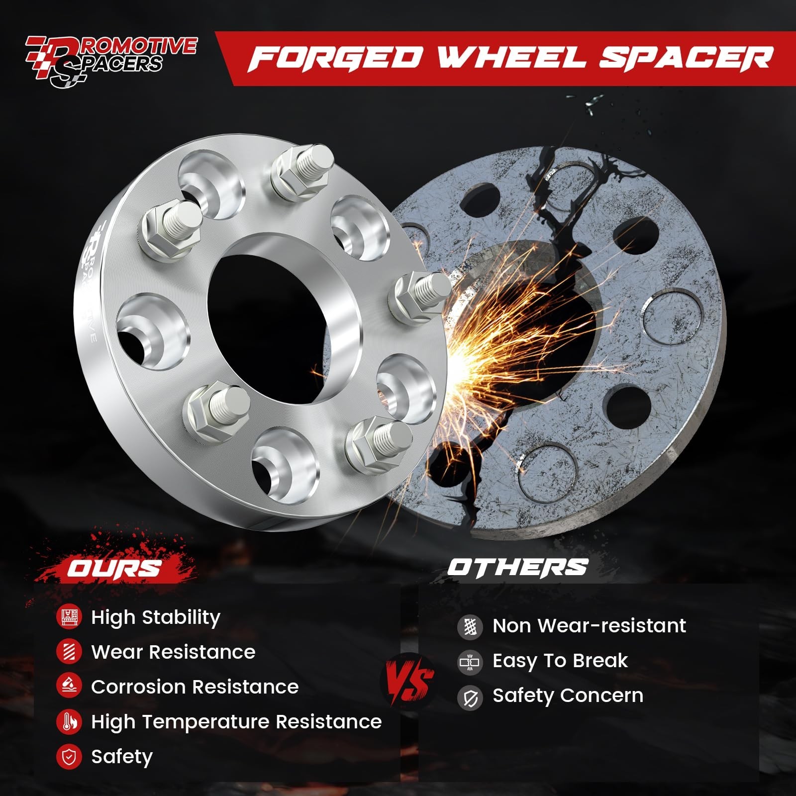 1″ (25mm) Forged Wheel Adapters 5×127 (5×5),78.4mm Center Bore 1/2″ Studs –