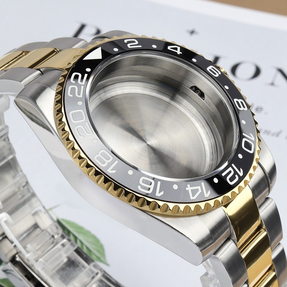 40mm Oyster Diving Watch Case Bracelet Silver Gold Steel For Seiko NH35 ETA 2824