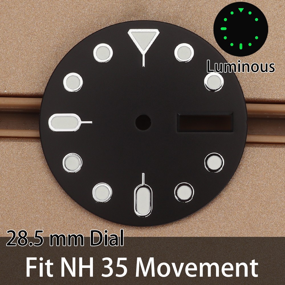 Sports Style Dials Watch Dials Calendar 28.5mm Luminous For Seiko NH35 Movement