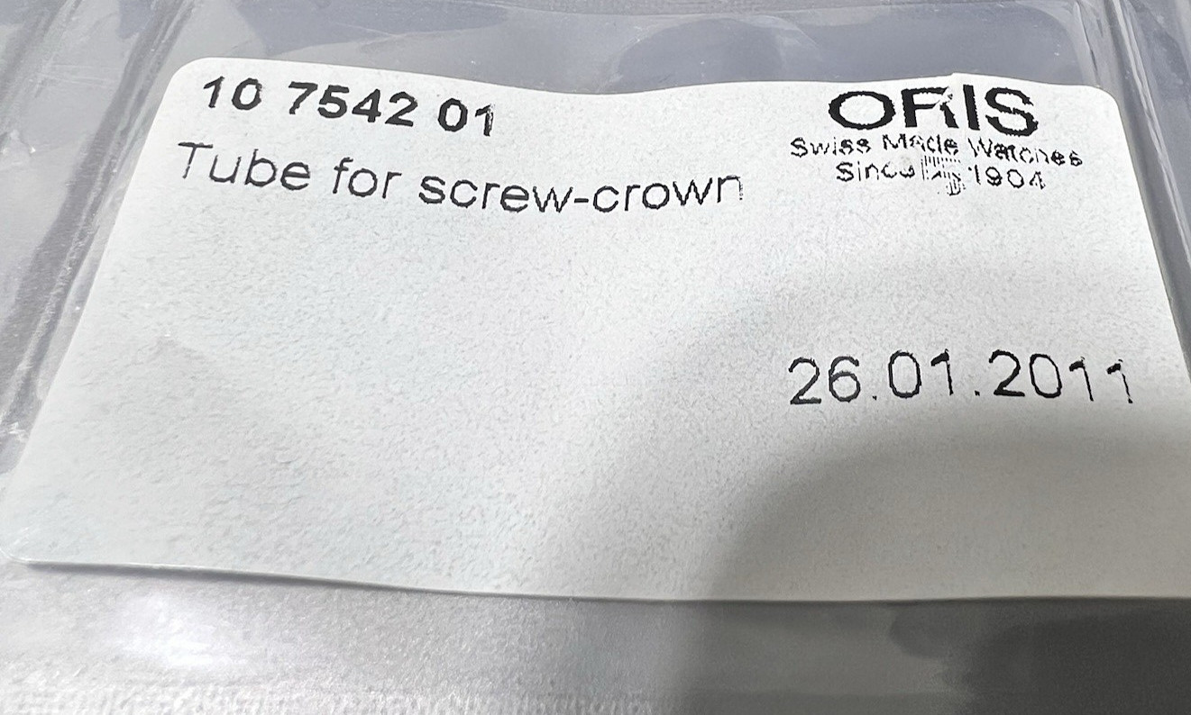 ORIS TUBE FOR SCREWDOWN CROWN REF 10754201 SEALED NEW SWISS MADE