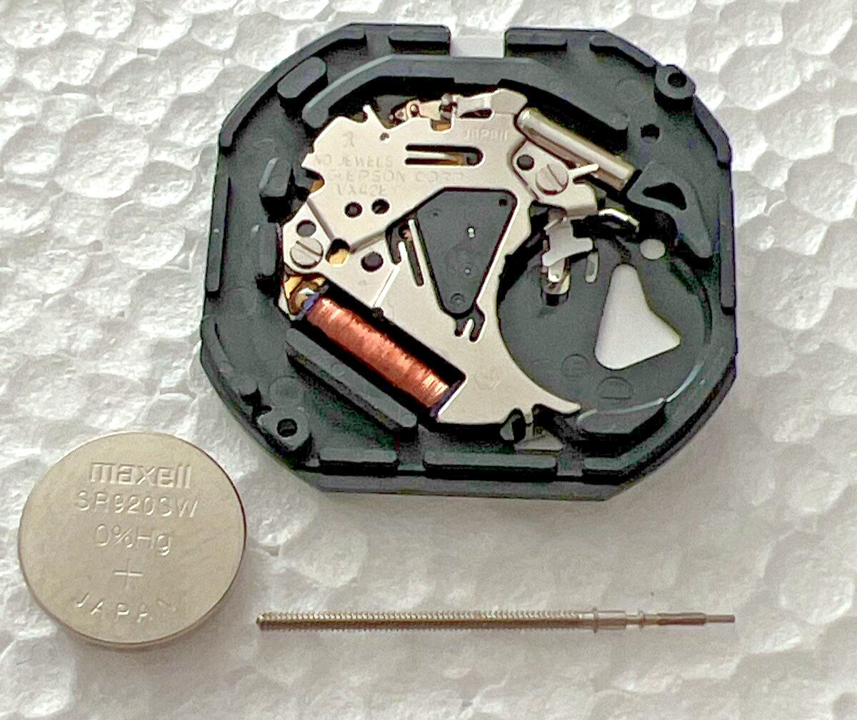 Seiko Hattori Epson VX42E Movement with Date @ 3 inc Battery and Stem 25.6mm