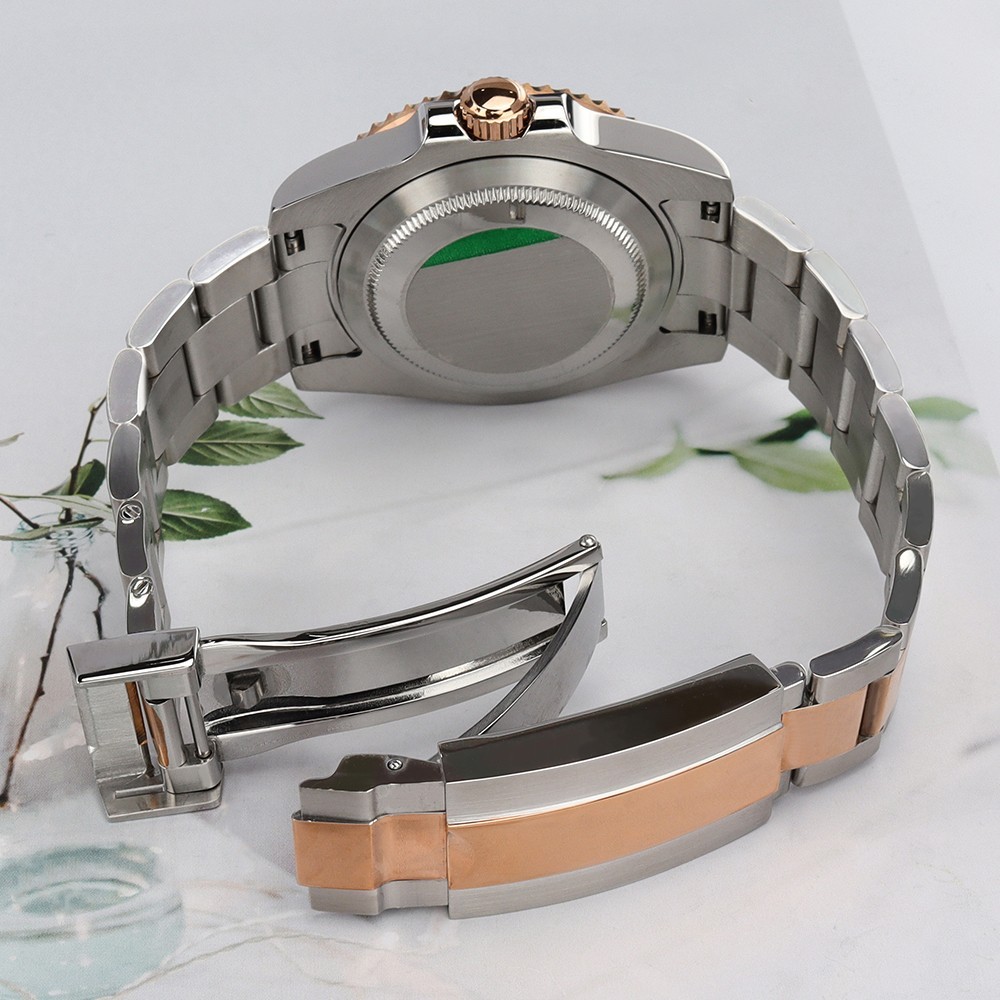 40mm Pilot Watch Case+Oyster Bracelet Everose Gold Steel For Japan NH35 ETA 2824