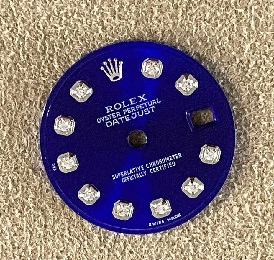 Rolex Women 20mmWide Dial Factory Diamond Royal Purple Blue Datejust 69173 Swiss