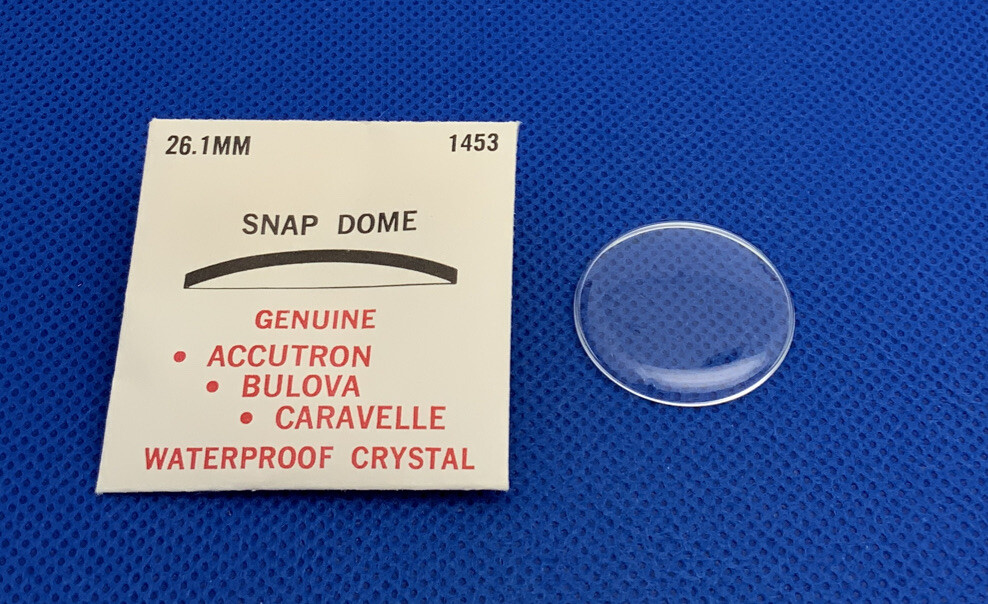 Genuine Bulova Accutron Part # 1453 Snap Dome Waterproof Watch Crystal 26.1mm