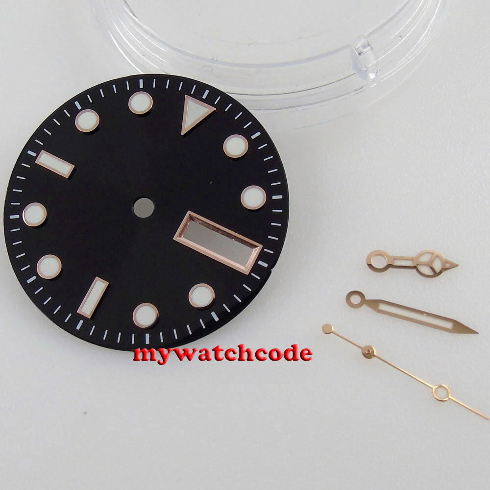 29mm black gray golden blue Watch Dial for NH36 Movement day date (dial+hand)