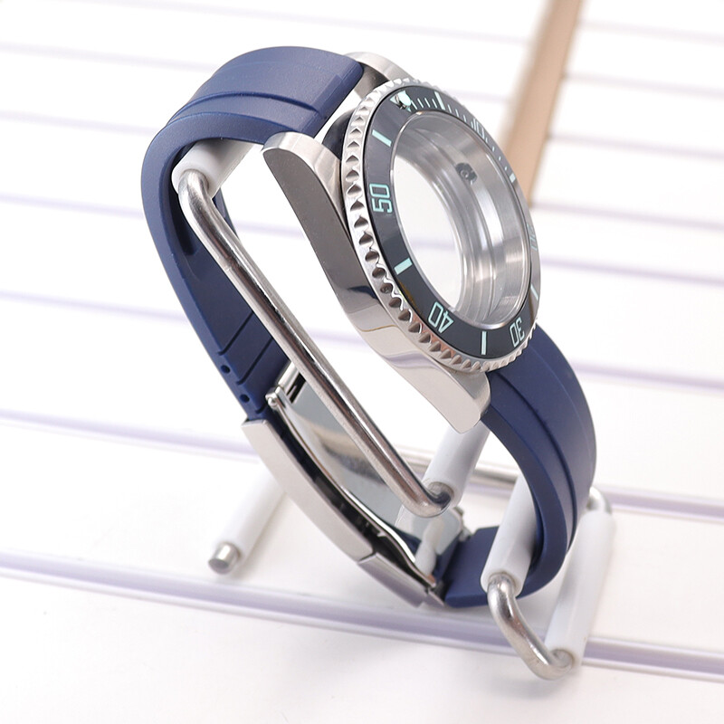 Diver 40mm Watch Case Rubber Strap C3 Luminous Bezel For Seiko Nh35 NH34 ETA2824