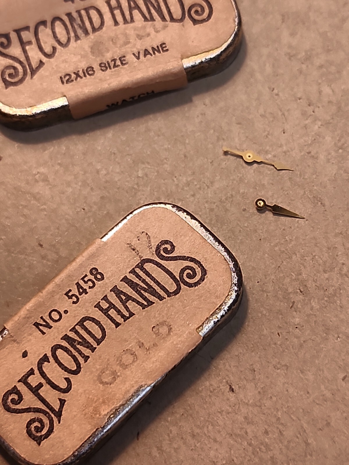 2 Original Elgin Factory NOS Gold Small Second Hands-12s & 12s-16s