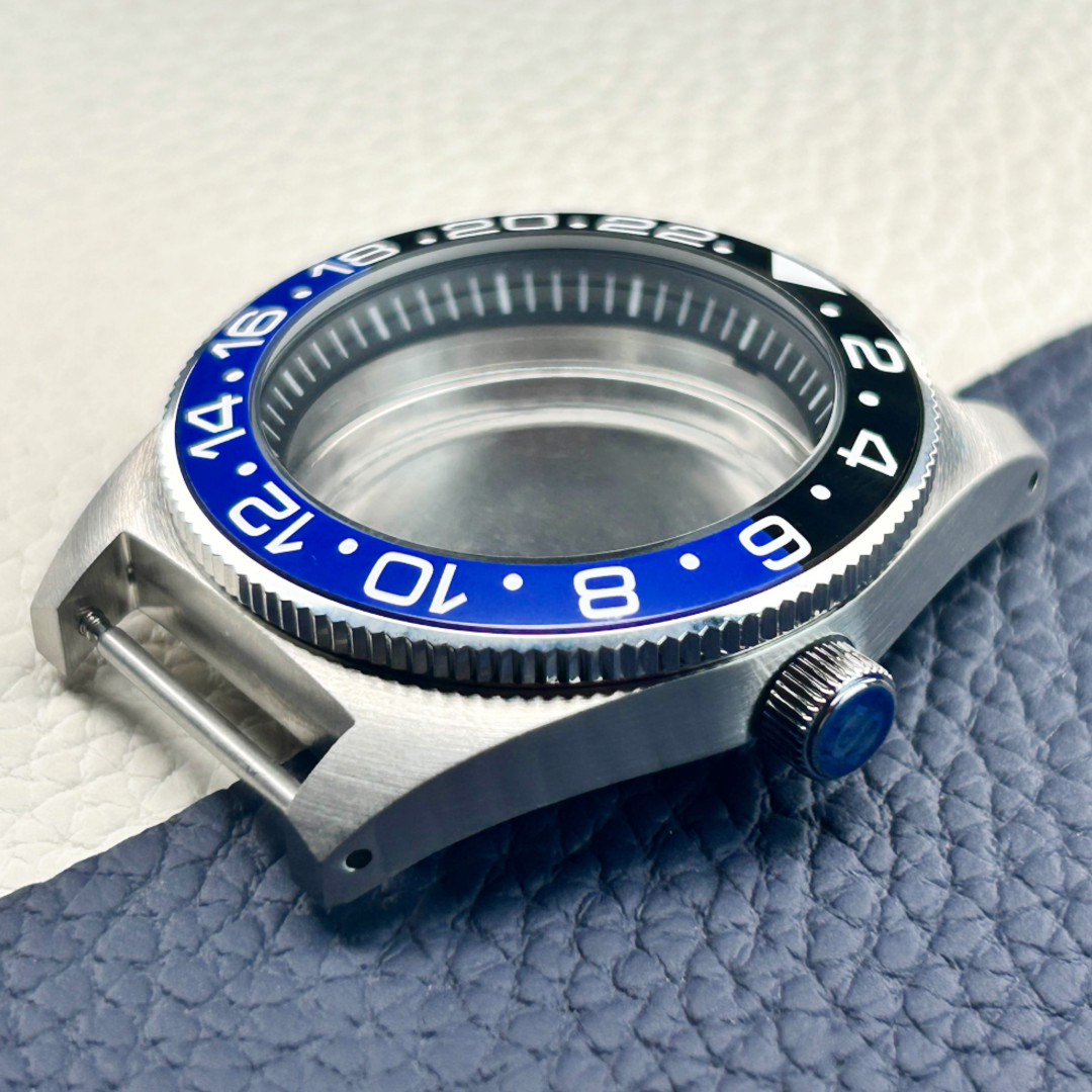Water Resistance Blue 40mm Watch Case Drilled Lugs Steel Mod Fit NH34 NH35 NH36
