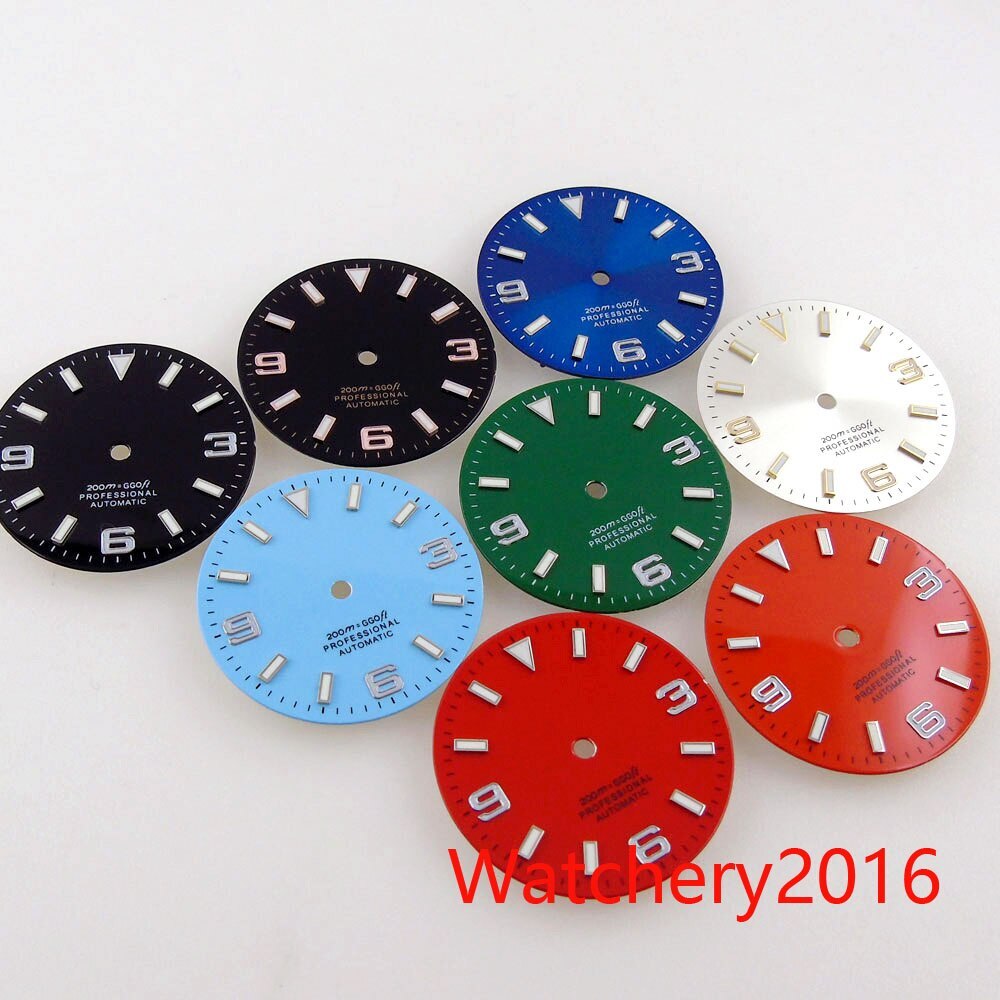 29mm Bliger Red Watch Dial Hand Blue Luminous Rose Gold Edge Fit NH35 MIYOTA8215