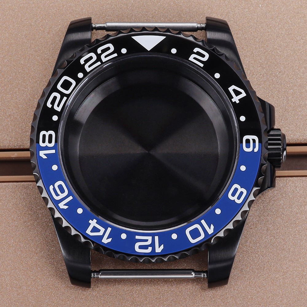 FEIYASHI BLUE/RED 24H Bezel 40mm PVD Watch Case Steel For Seiko NH35 Miyota 8215