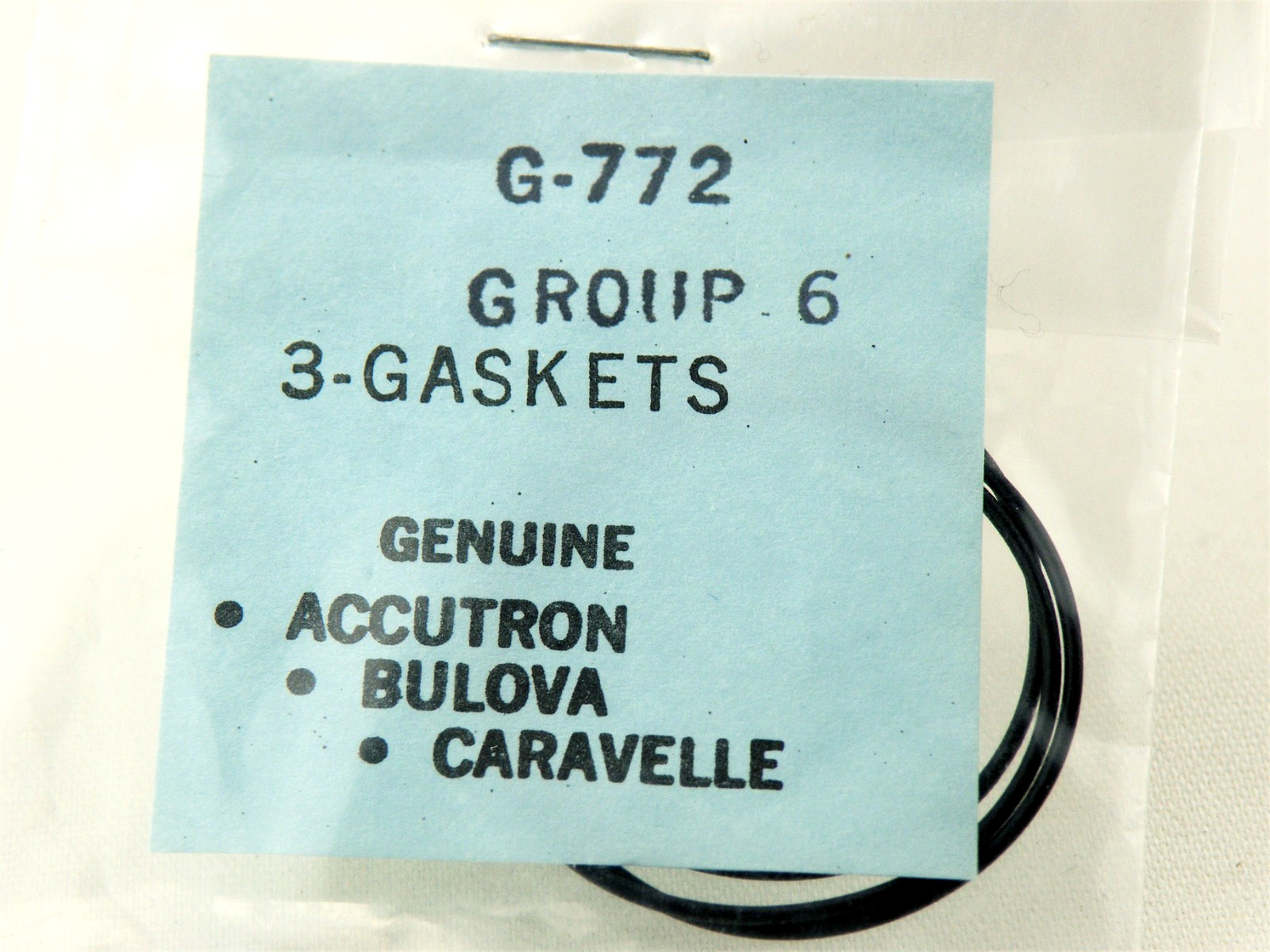 Lot of 3 NOS G-772 GASKETS for BULOVA, ACCUTRON, CARAVELLE Watch Cases.