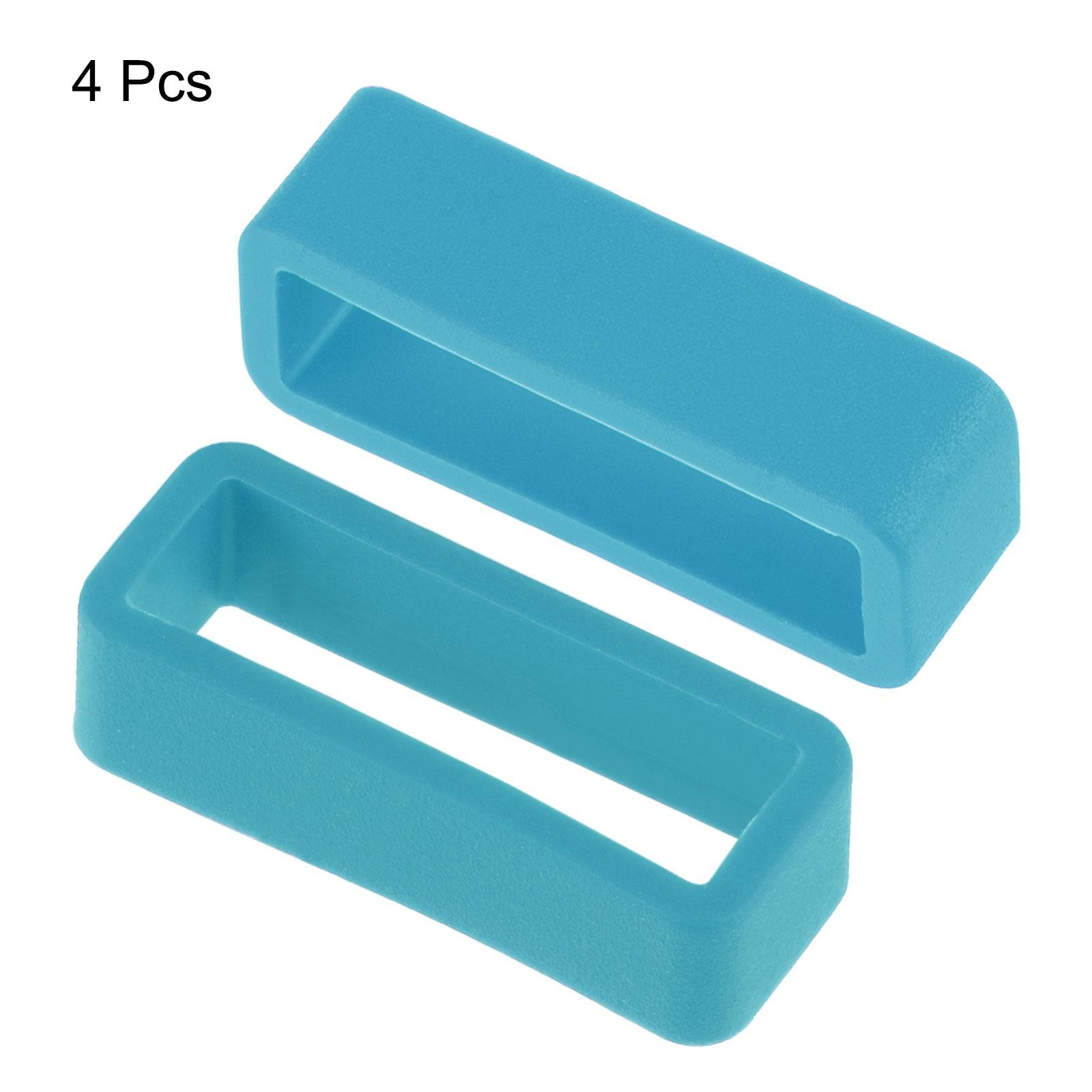 Watch Band Strap Loops Silicone for 22mm Width Watch Band, Turquoise Blue 4 Pcs
