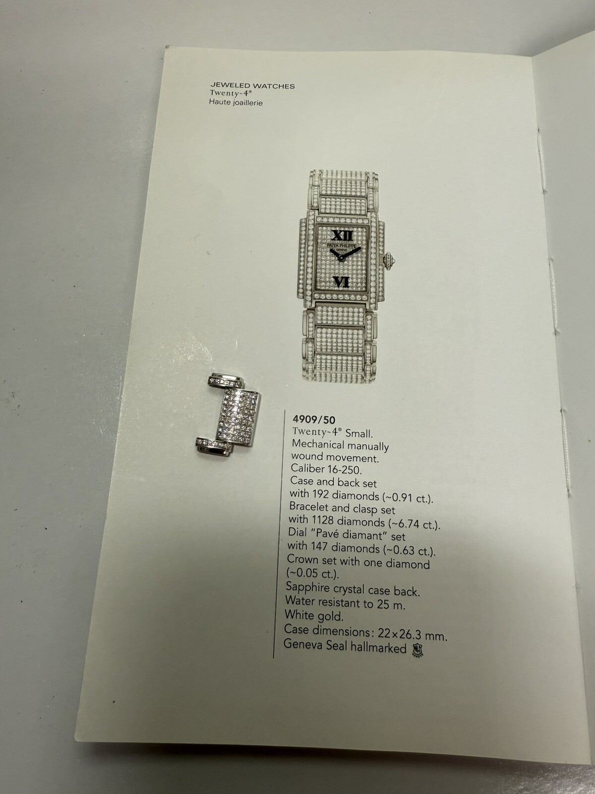 Patek Philippe 18k White Gold Pave Diamonds For Twenty 4 24 Ref 4909, 18.5mm