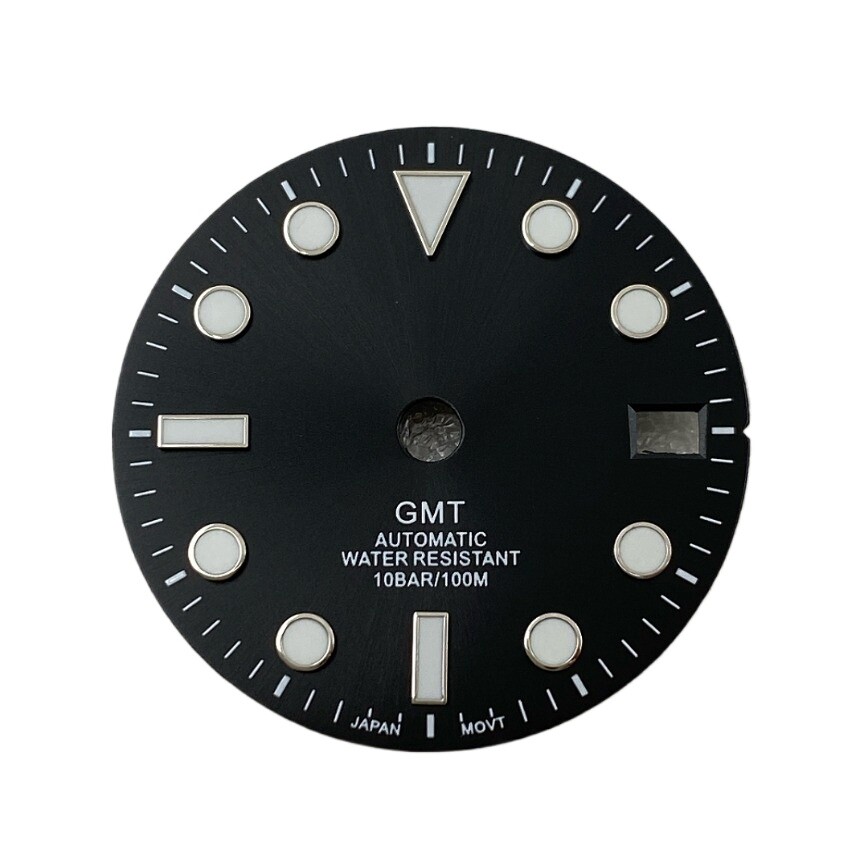 NH34 Dial 28.5mm GMT 4-Hand Dial No Logo Blue Lume for NH34 Movement Watch Dial