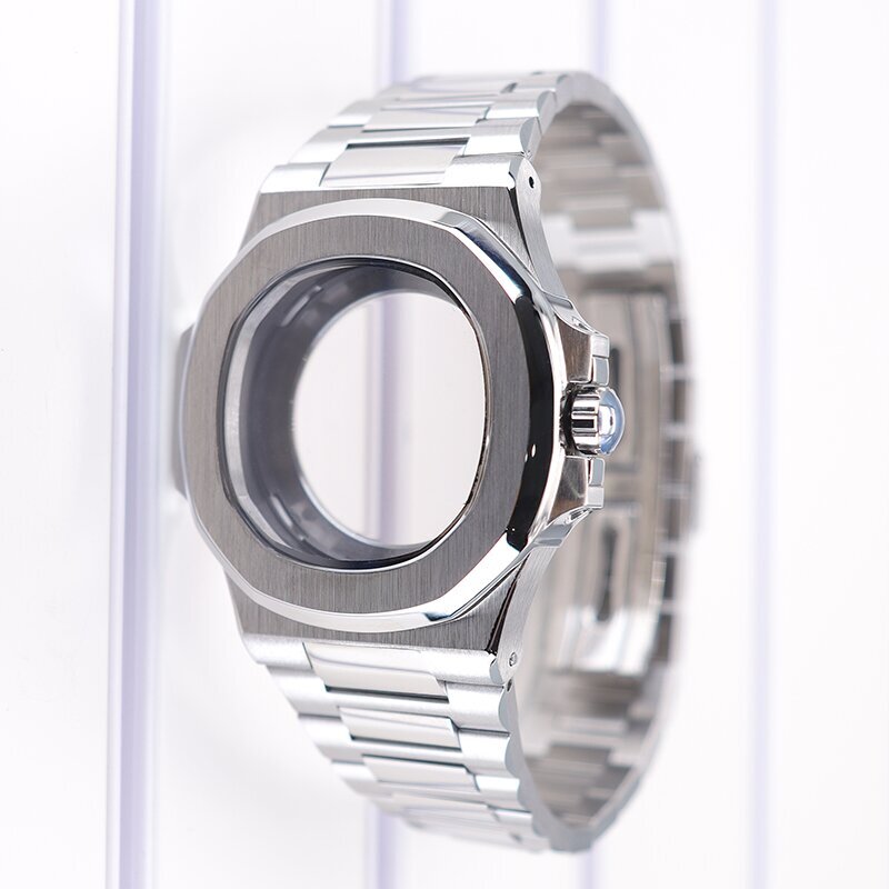40mm Silver Ultra-Thin Watch Case NH35 Strap AR Layer Sapphire For Nh34 Nh36NH38