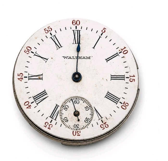 Antique Waltham Pocket Watch Movement Dial Parts Repair Roman Enamel Untested